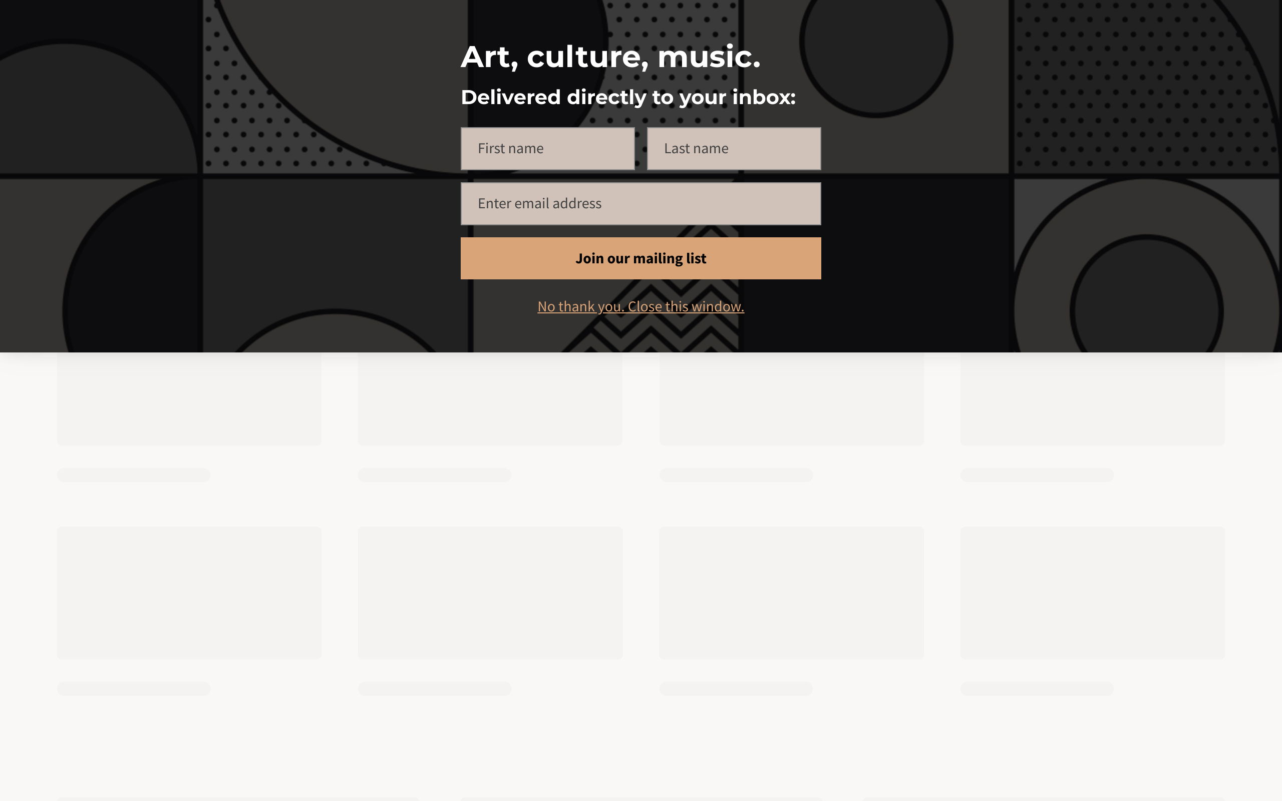 Artsy subscribe banner