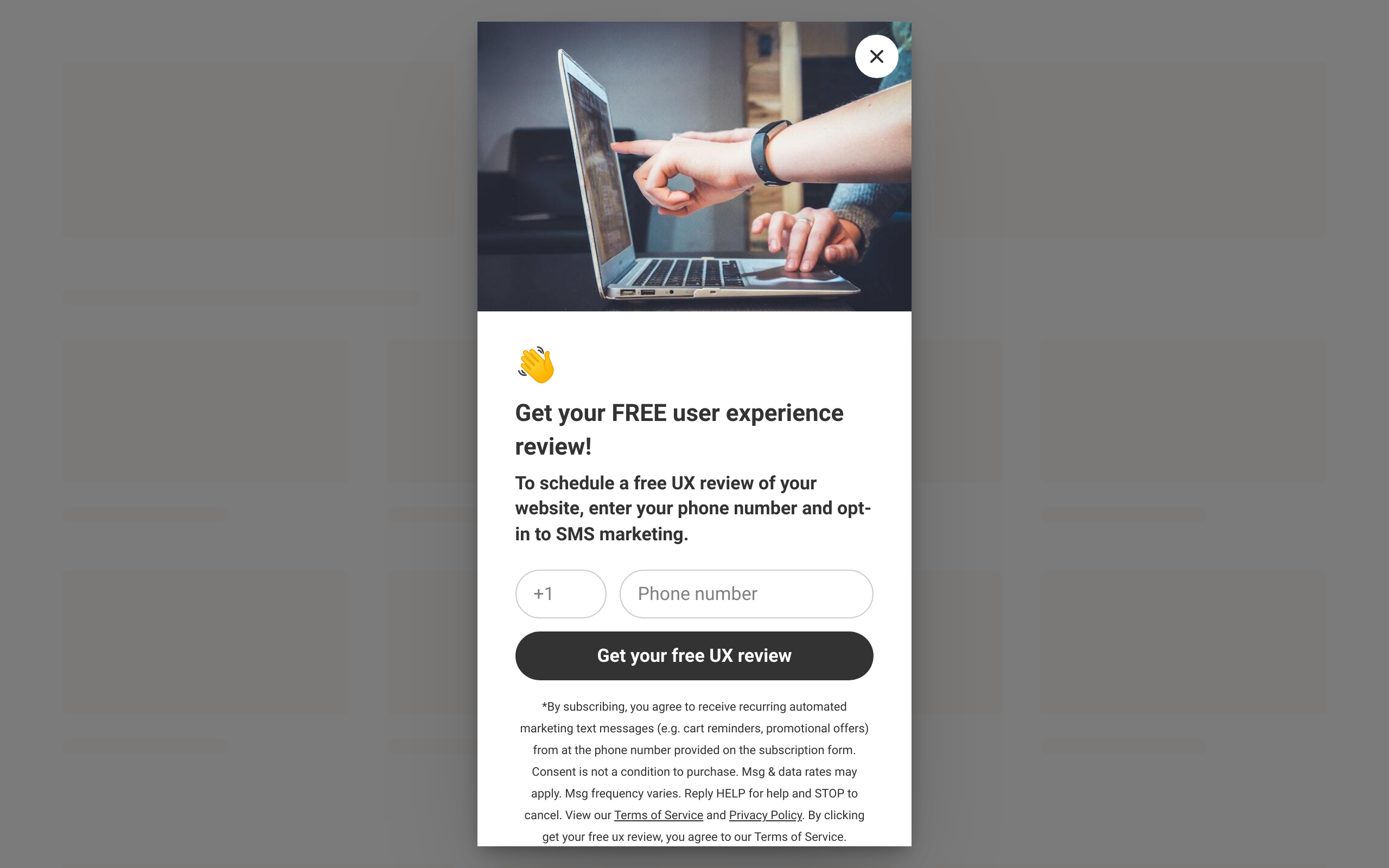 SMS opt-in popup for B2B