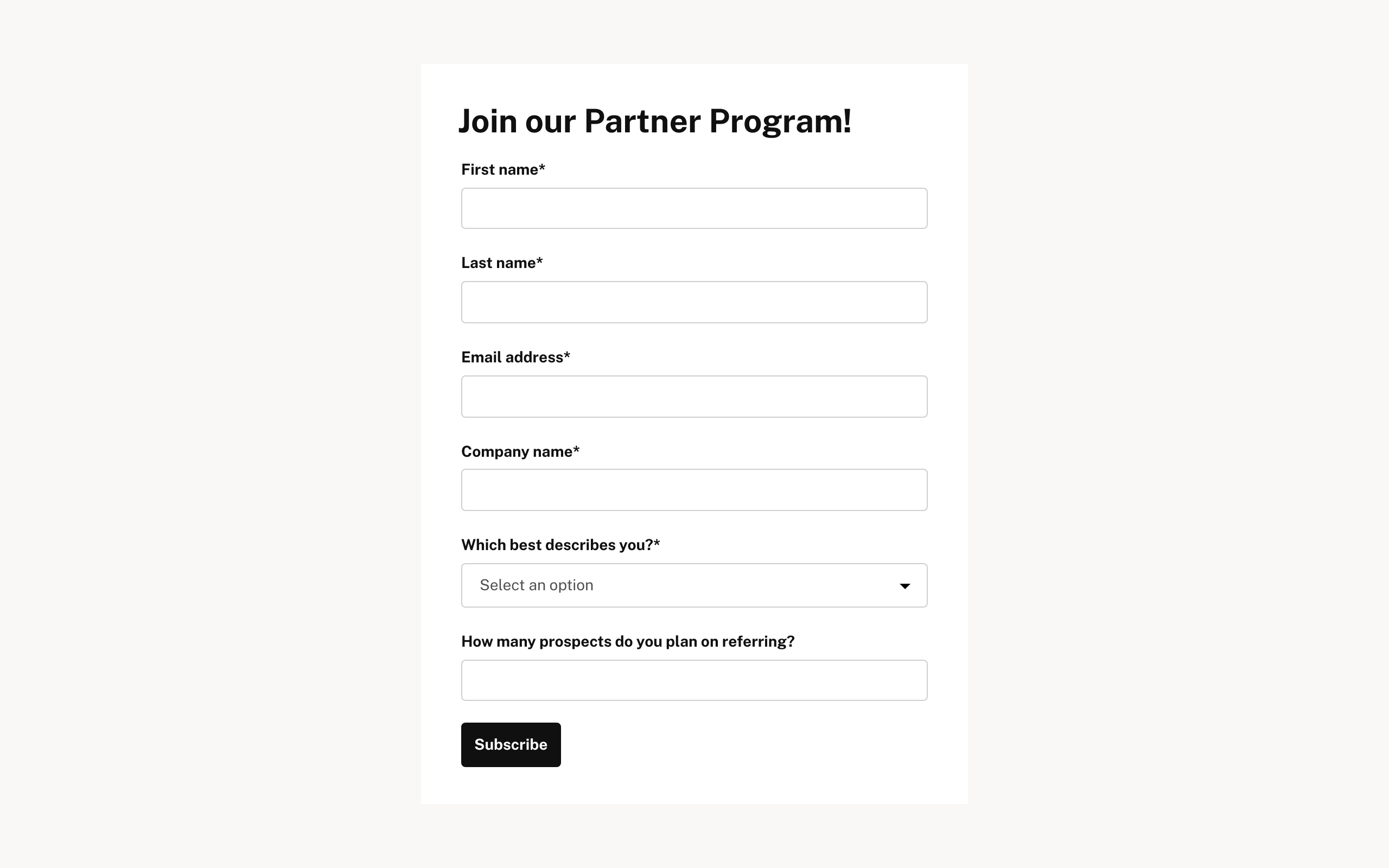 Partner program application