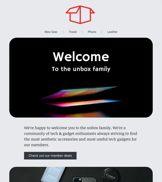 Screenshot of Welcome new customers template