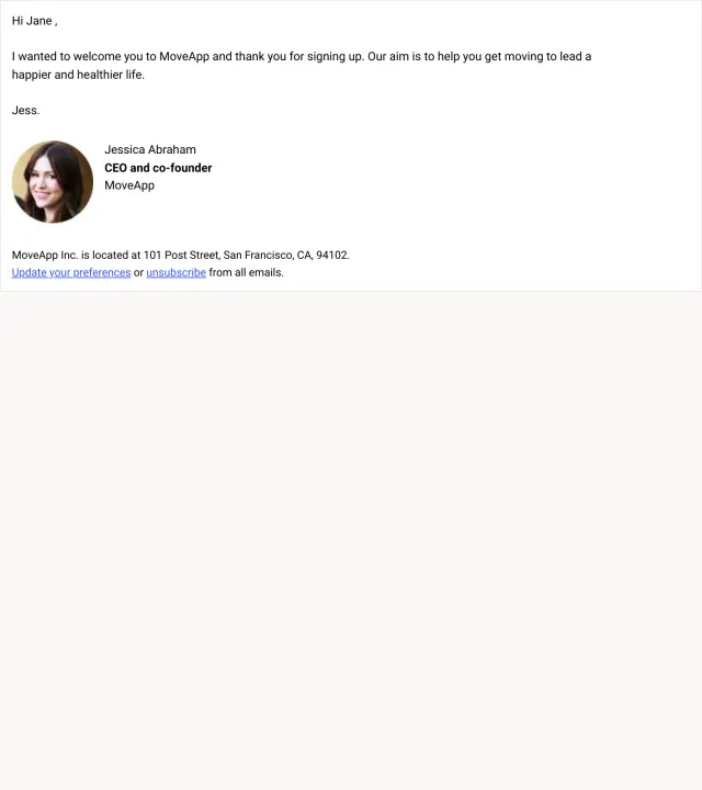 Screenshot of Personalised signature email templates template