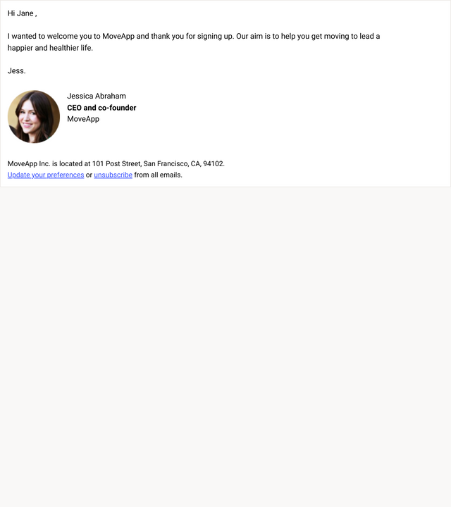 Screenshot of Personalised signature email templates template