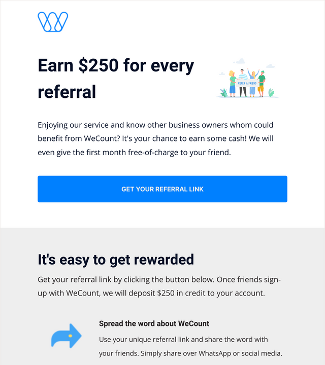 Screenshot of Refer-a-friend campaign template