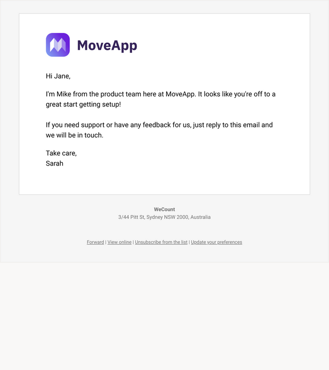 Screenshot of Simple email template template