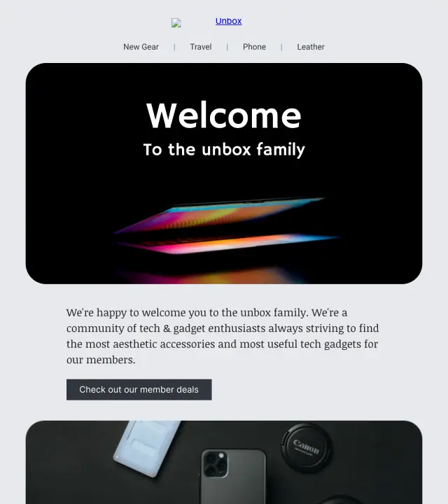 Screenshot of Welcome new customers template