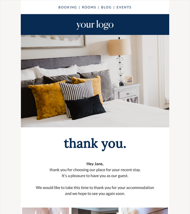 Screenshot of Thank hotel guests template