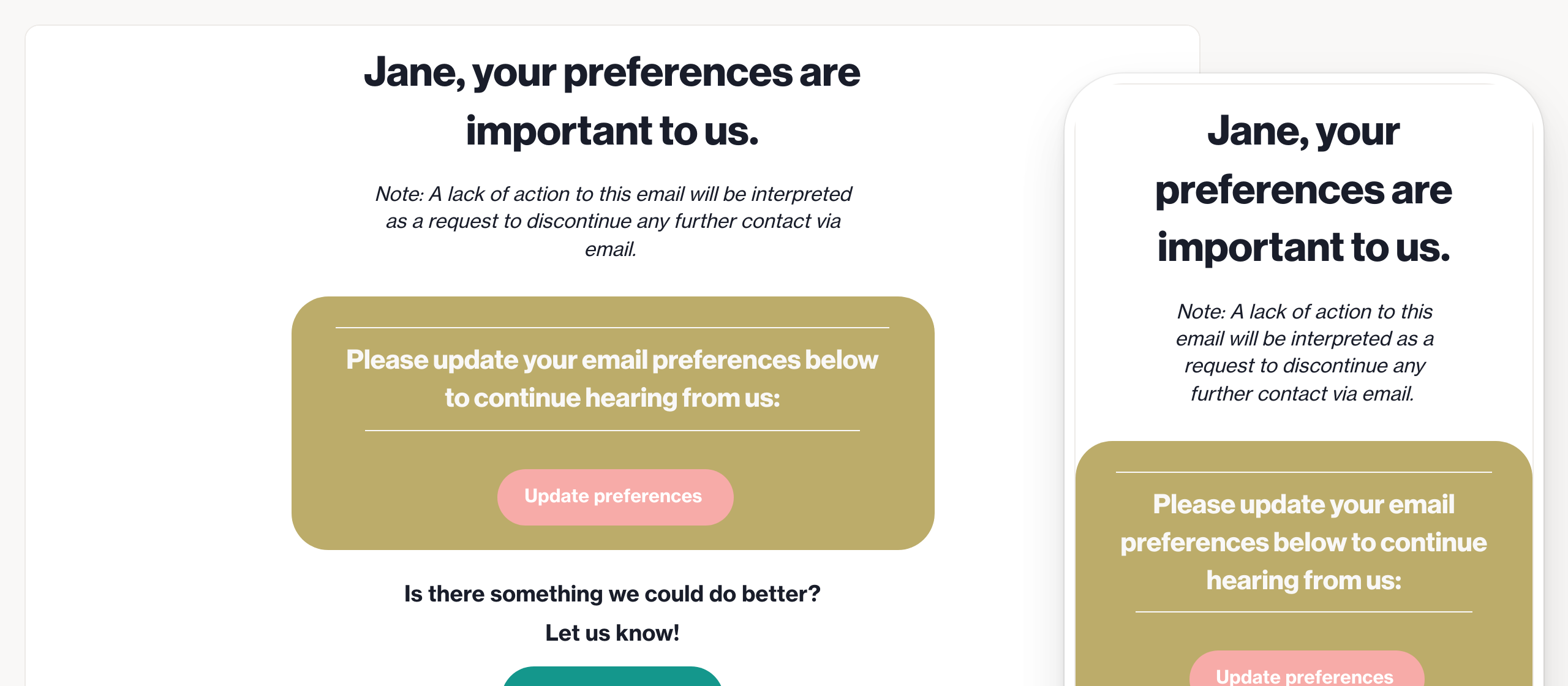 Email preference update