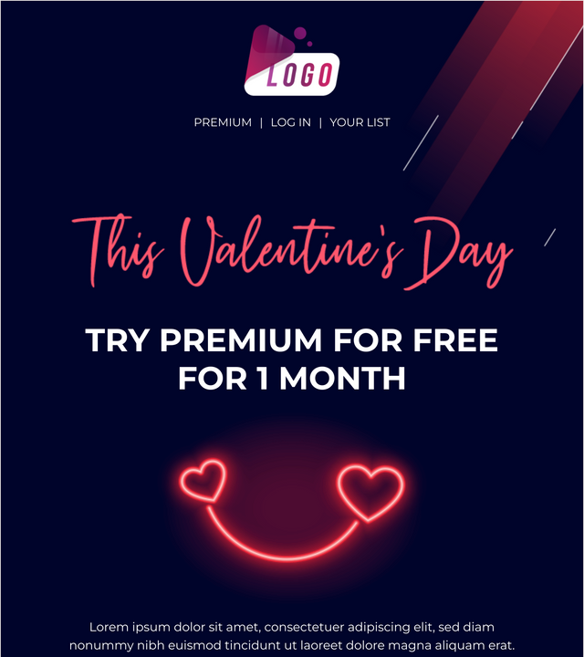 Screenshot of Valentine's subscription offer template