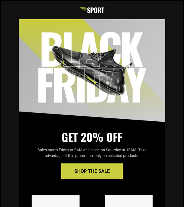 Screenshot of Black Friday sports theme template