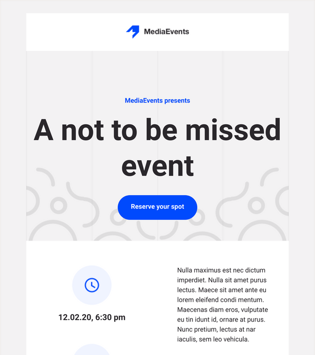 Screenshot of Event invitation template