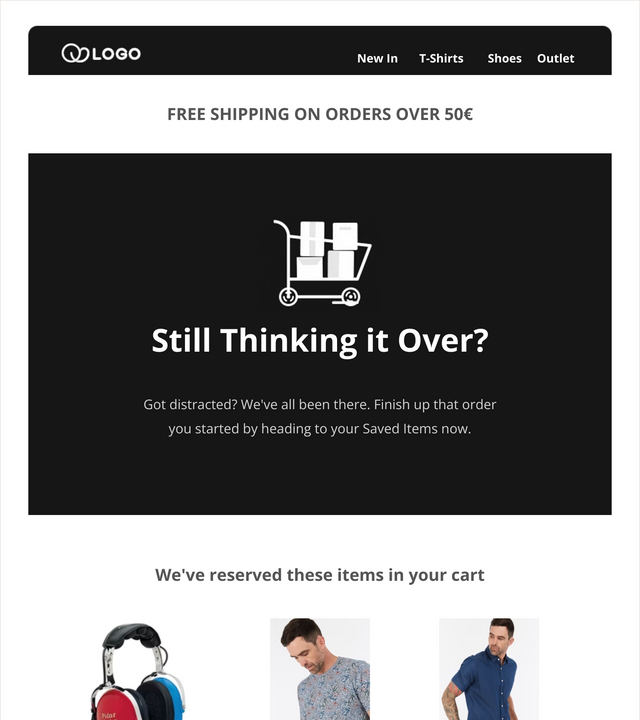Screenshot of Abandoned cart email template