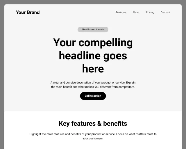 Screenshot of Product launch template