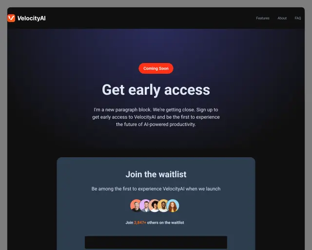 Screenshot of Waitlist/Prelaunch Page template