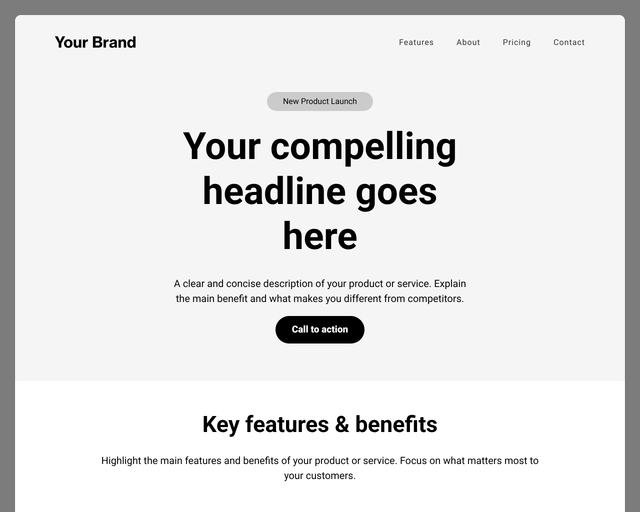 Screenshot of Product launch template