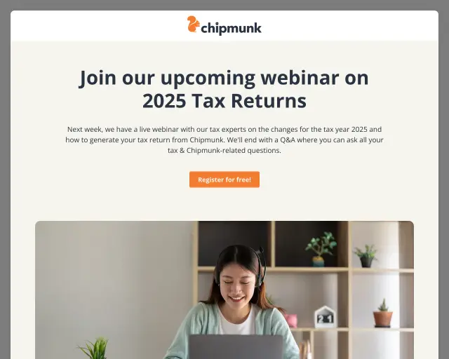 Screenshot of Event/Webinar Registration template