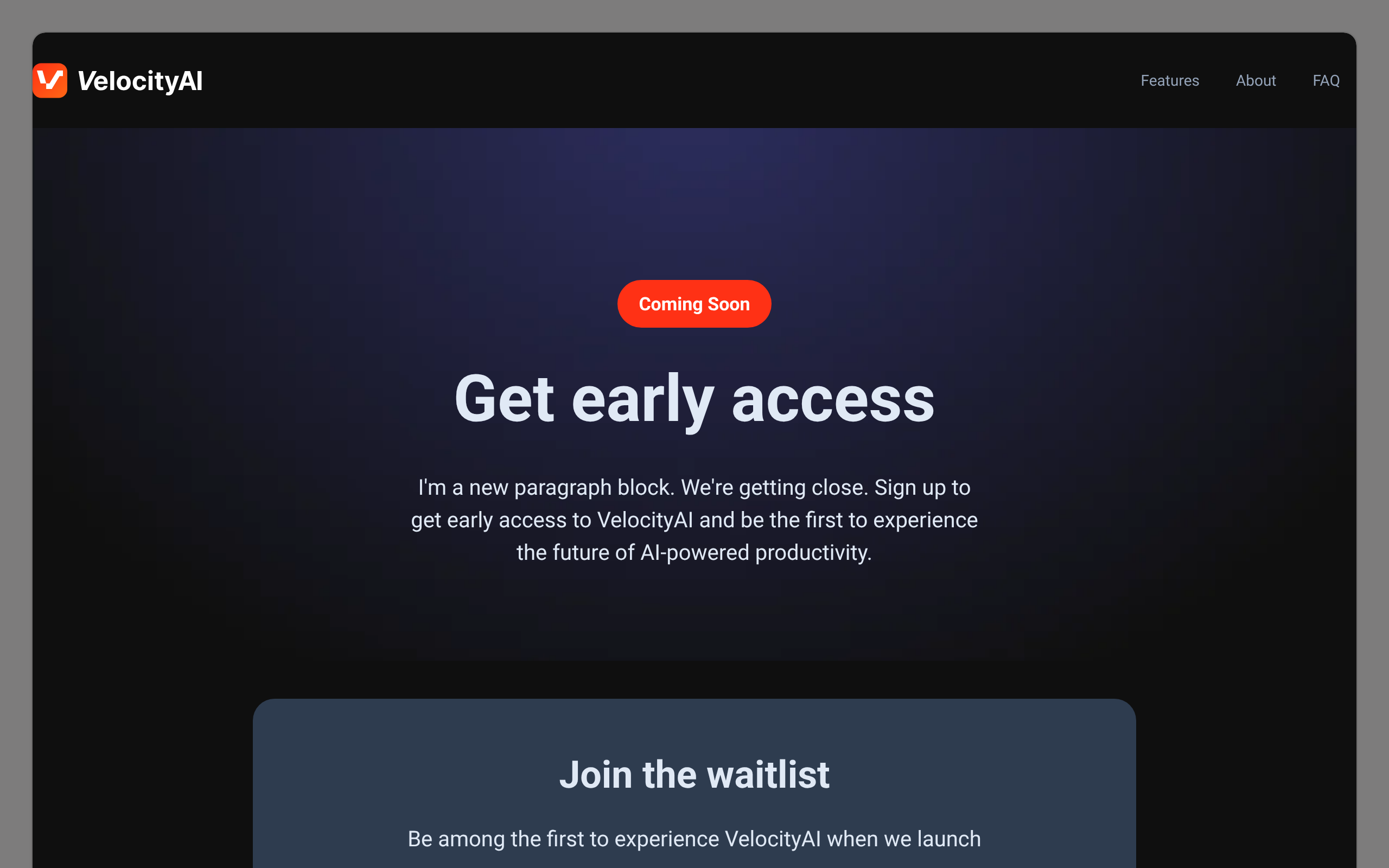 Waitlist/Prelaunch Page
