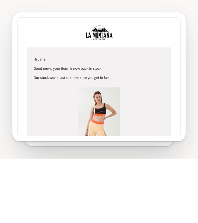 Screenshot of Shopify back in stock notification template