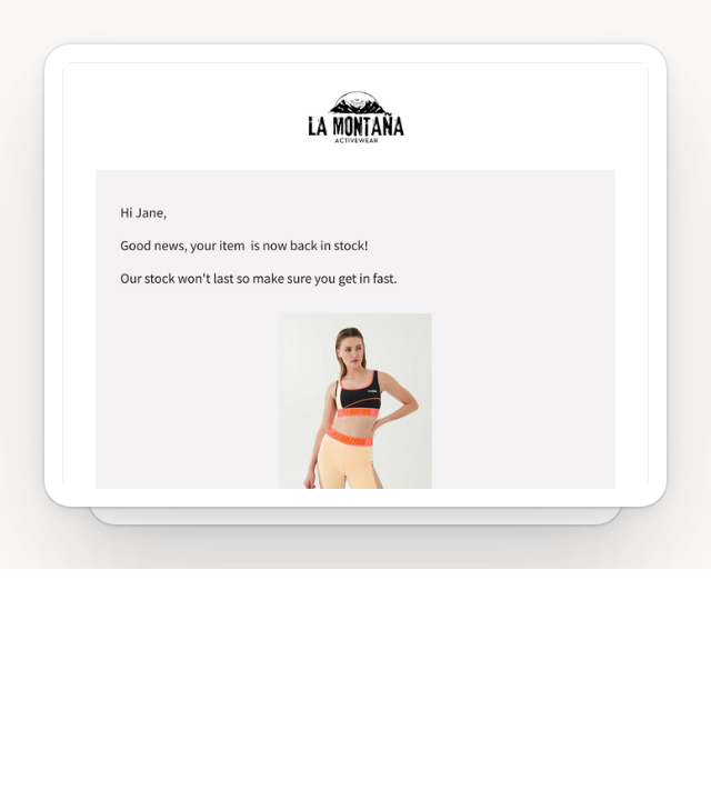 Screenshot of Shopify back in stock notification template