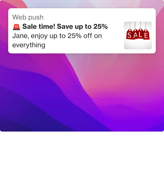 Screenshot of Sale notification template