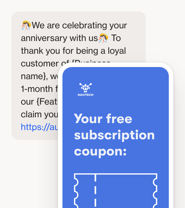 Screenshot of SMS loyal customers thank you template