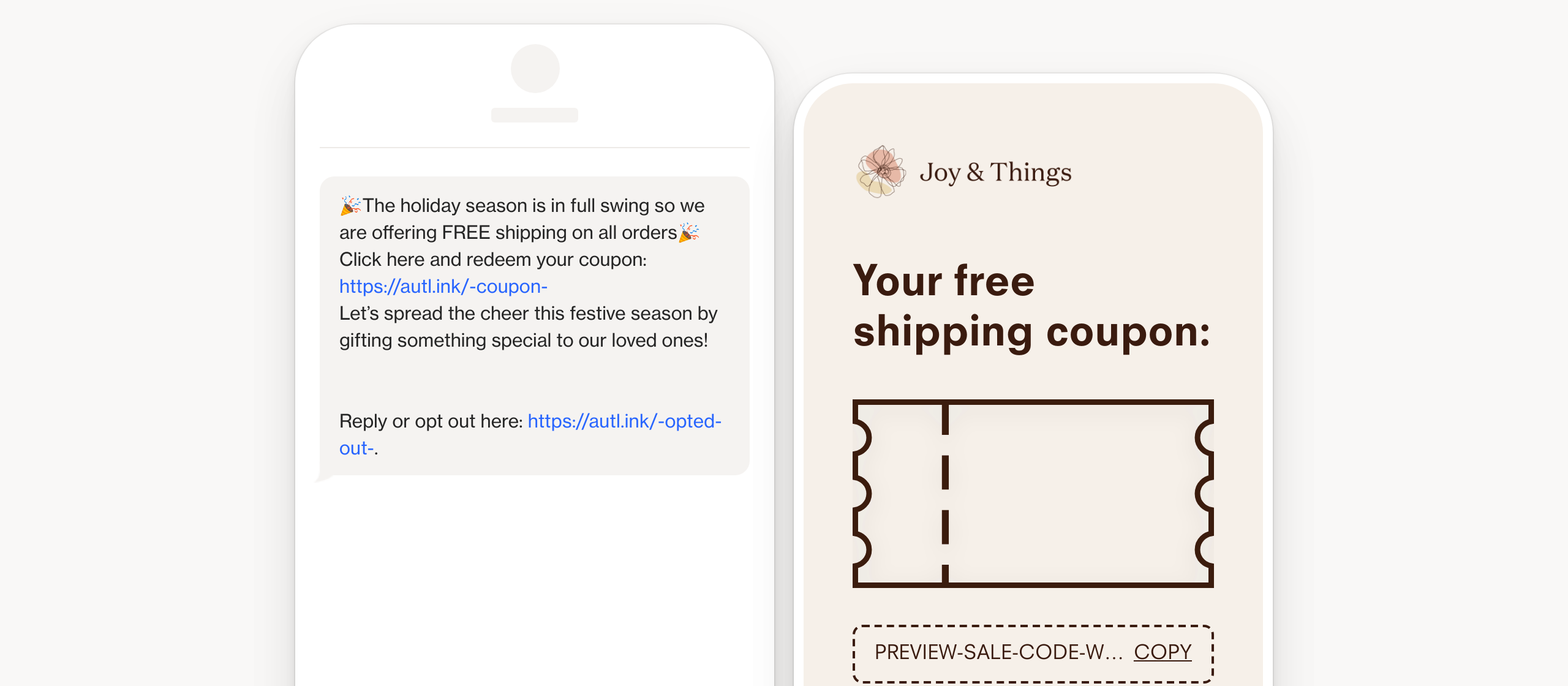 SMS free holiday shipping