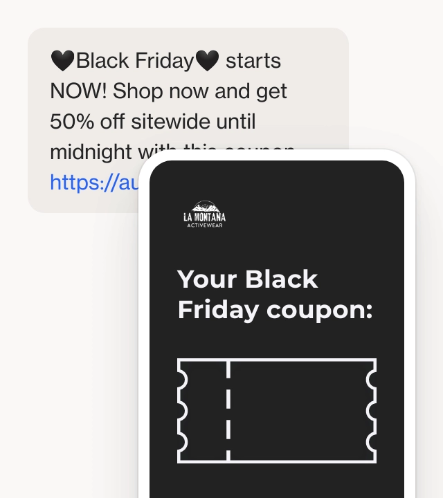 Screenshot of SMS Black Friday sale template