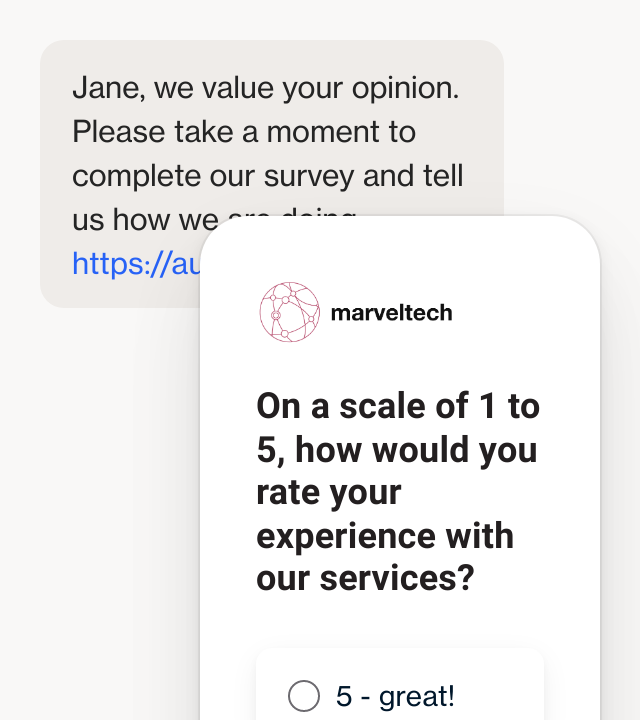 Screenshot of SMS customer satisfaction survey template