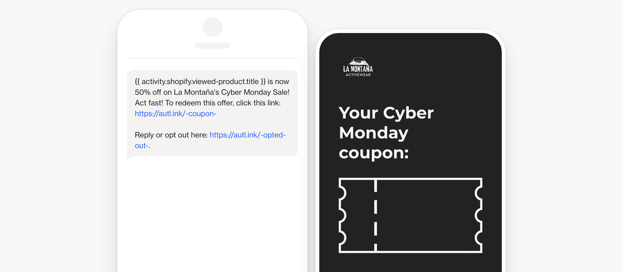 SMS Cyber Monday sale with coupon
