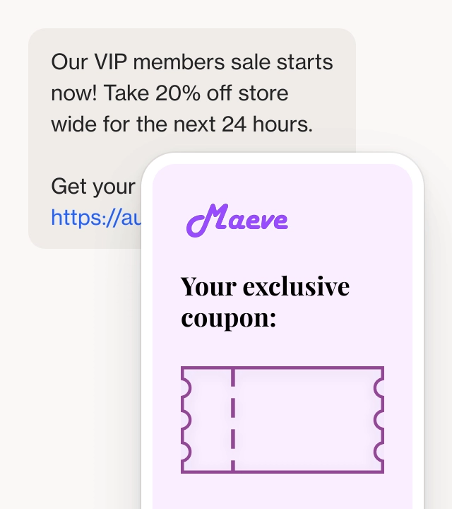 Screenshot of SMS VIP sale coupon template